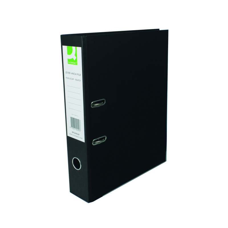 Q-Connect+Lever+Arch+File+Paperbacked+Foolscap+Black+%28Pack+of+10%29+KF20029