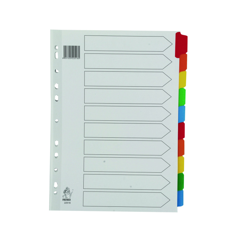 A4+Mylar+Divider+10-Part+White+with+Assorted+Tabs+WX01526