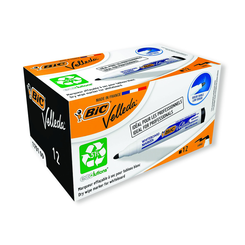 Bic+Velleda+1701+Whiteboard+Marker+Black+%28Pack+of+12%29+904937