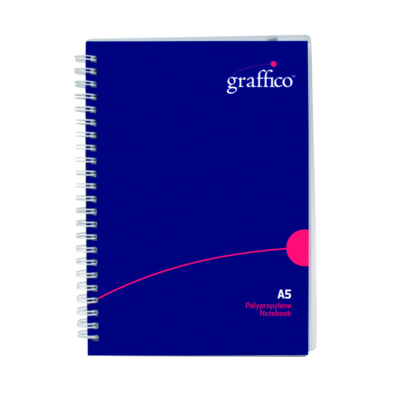 Graffico+Polypropylene+Wirebound+Notebook+140+Pages+A5+EN08822