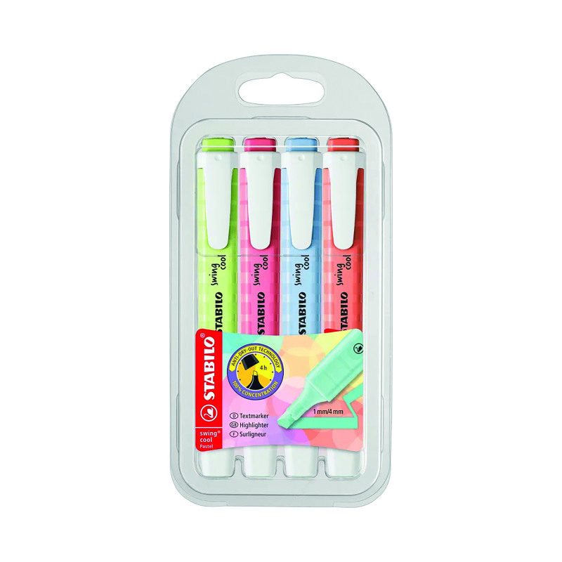 Stabilo+Swing+Cool+Highlighter+Pastel+Assorted+%28Pack+of+4%29+275%2F4-08-1