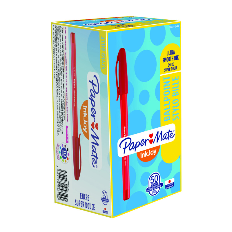 PaperMate+InkJoy+100+Ballpoint+Pen+Medium+Red+%28Pack+of+50%29+S0957140
