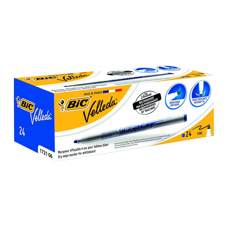 Bic+Velleda+1721+Whiteboard+Marker+Fine+Blue+%28Pack+of+24%29+841841