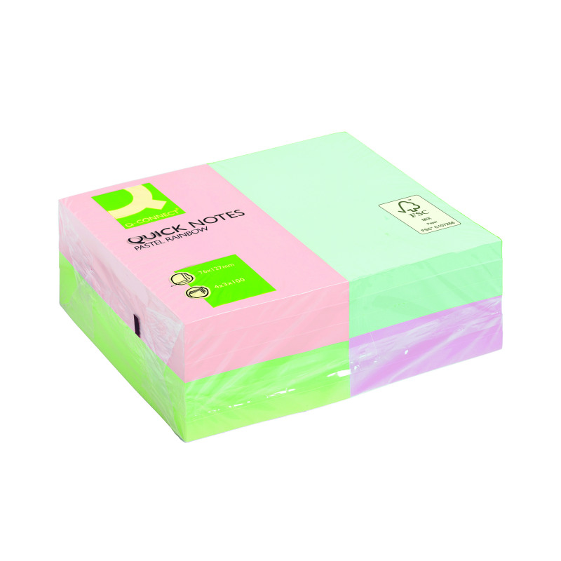 Q-Connect+Quick+Notes+76x127mm+Pastel+%28Pack+of+12%29+KF01349