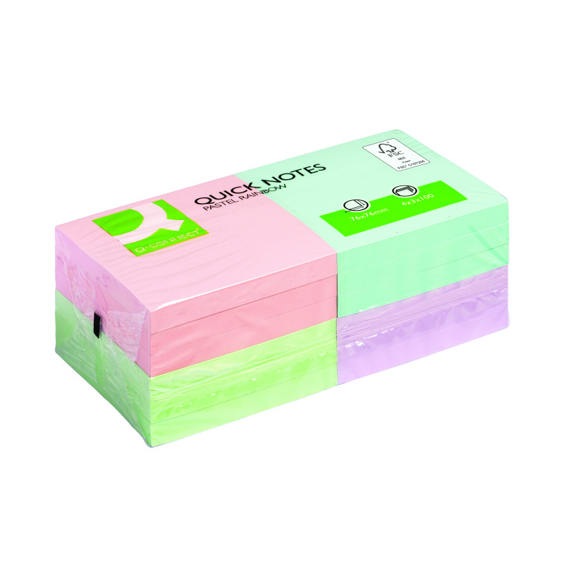Q-Connect+Quick+Notes+76x76mm+Pastel+%28Pack+of+12%29+KF10509