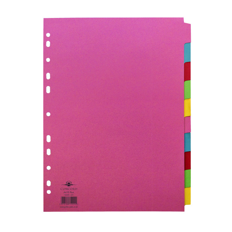 Concord+10-Part+5-Colour+Dividers+A4+Assorted+72099%2FJ20