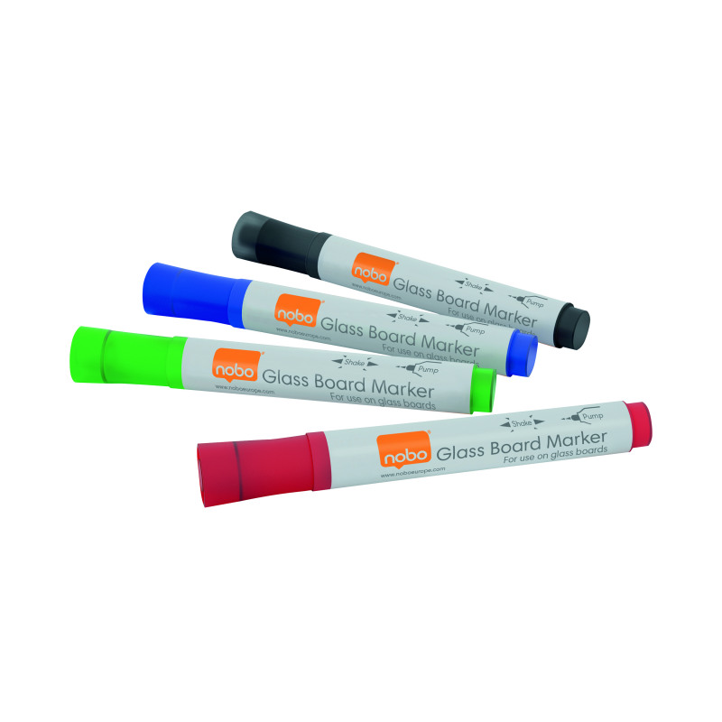 Nobo+Glass+Whiteboard+Marker+Assorted+%284+Pack%29+1905323
