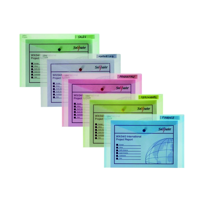 Snopake+Polyfile+Classic+Foolscap+Assorted+%28Pack+of+5%29+10087