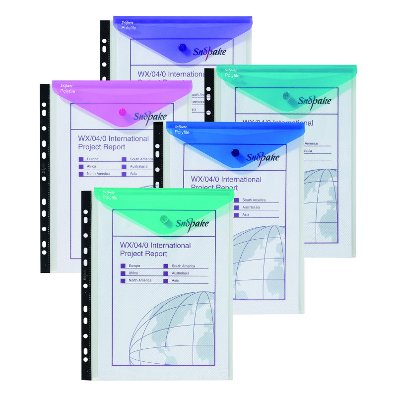 Snopake+Polyfile+Ring+Binder+Wallet+A4+Assorted+%28Pack+of+5%29+15695