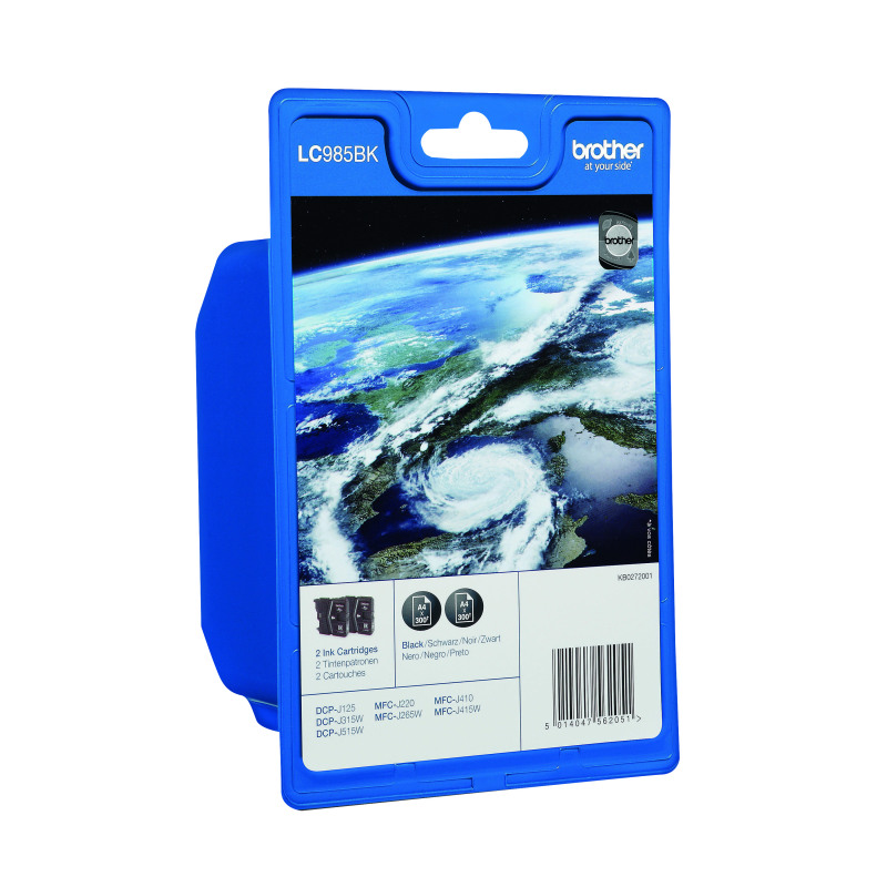 Brother+LC985BK+Inkjet+Cartridge+Black+Twinpack+LC985BKBP2