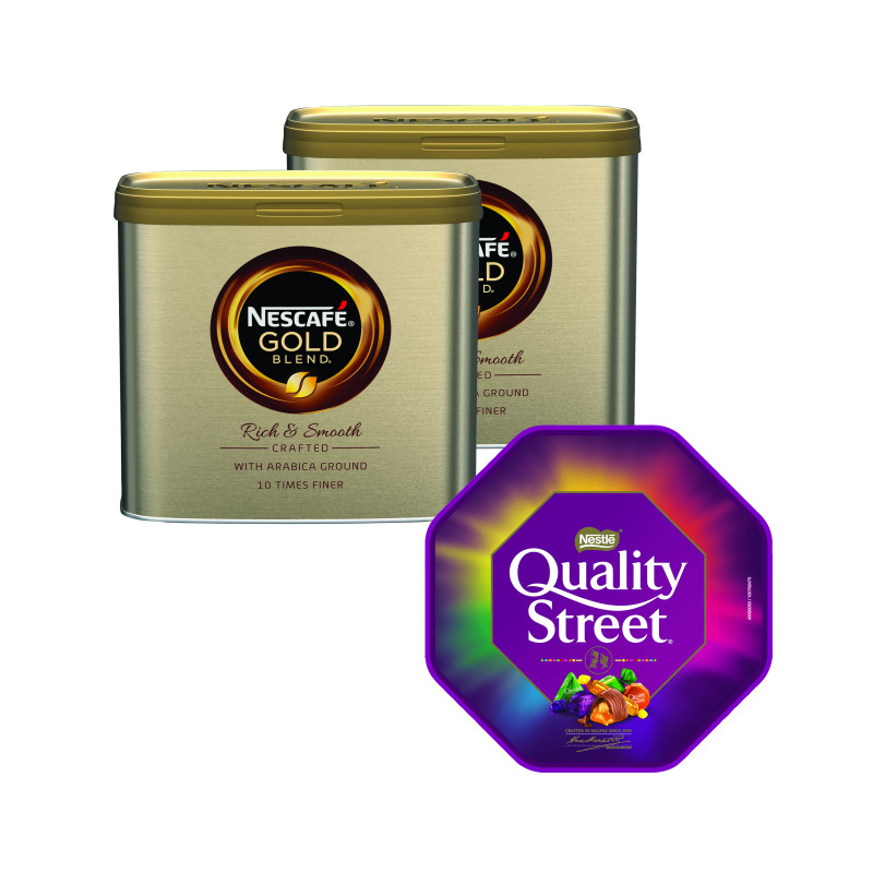 Nescafe+Gold+Blend+Coffee+750g+Tin+x2+FOC+Quality+Street+Tub