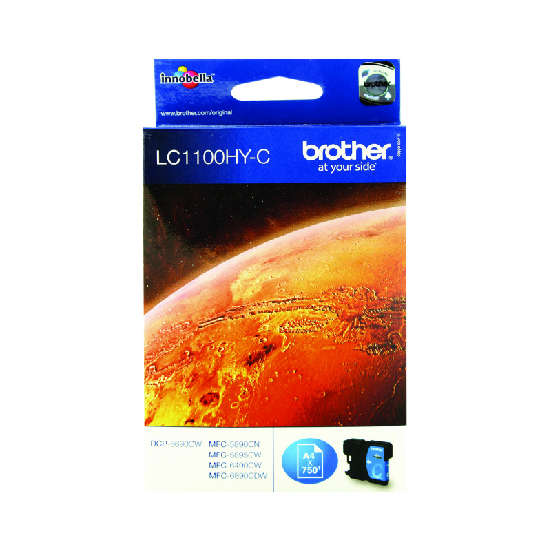 Brother+LC1100HYC+Inkjet+Cartridge+High+Yield+Cyan+LC1100HYC