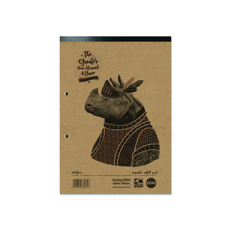 Rhino+Recycled+Refill+Pad+160+Pages+8mm+Ruled+with+Margin+A4+%28Pack+of+5%29+RH4FMR