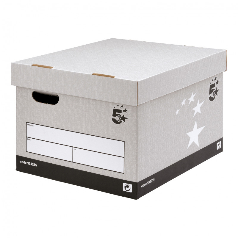 5+Star+Facilities+Storage+Box+with+Lid+Self-Assembly+Extra+Large+388x436x290mm+Grey+%28Pack+of+10%29