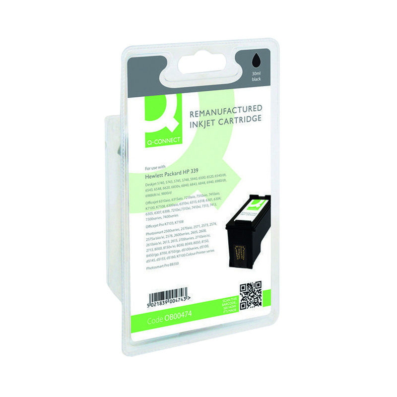 Q-Connect+Remanufactured+Inkjet+Cartridge+Black+For+HP+C8767EE+C8767EE-COMP