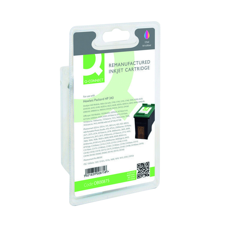 Q-Connect+Remanufactured+Inkjet+Cartridge+Tri-colour+For+HP+C8766E+C8766E-COMP