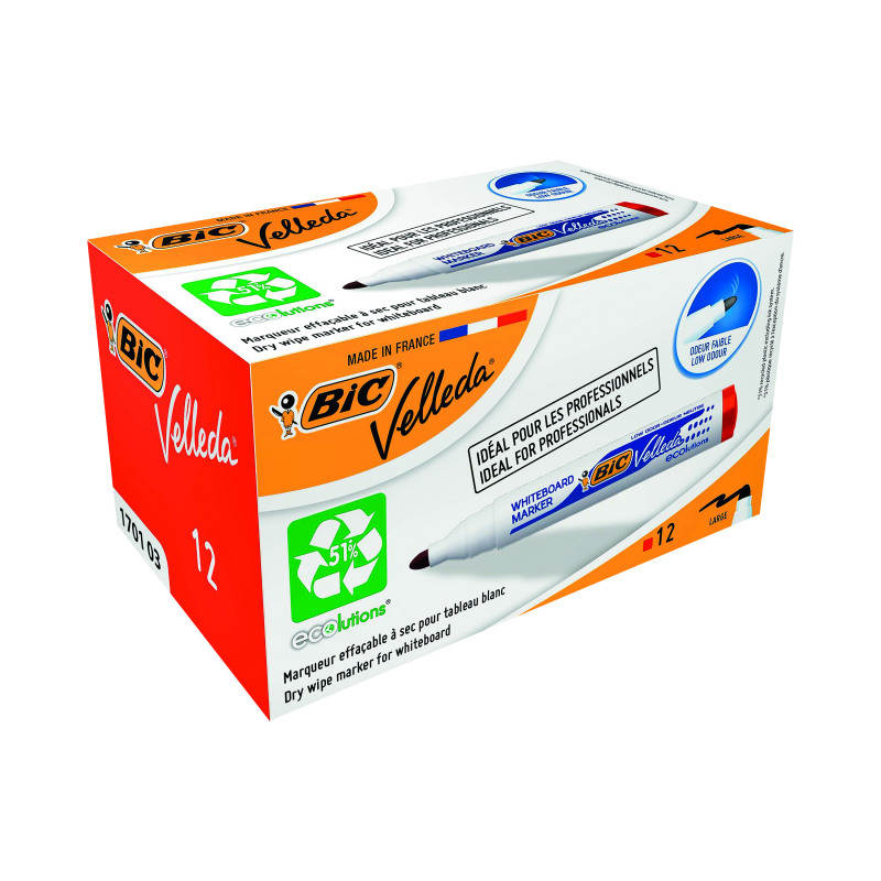 Bic+Velleda+1701+Drywipe+Marker+Bullet+Tip+Red+%28Pack+of+12%29+1199170103