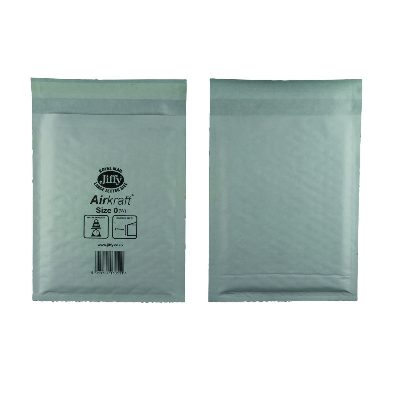 Jiffy+Airkraft+Bag+Size+0+140x195mm+White+%28Pack+of+100%29+JL-0
