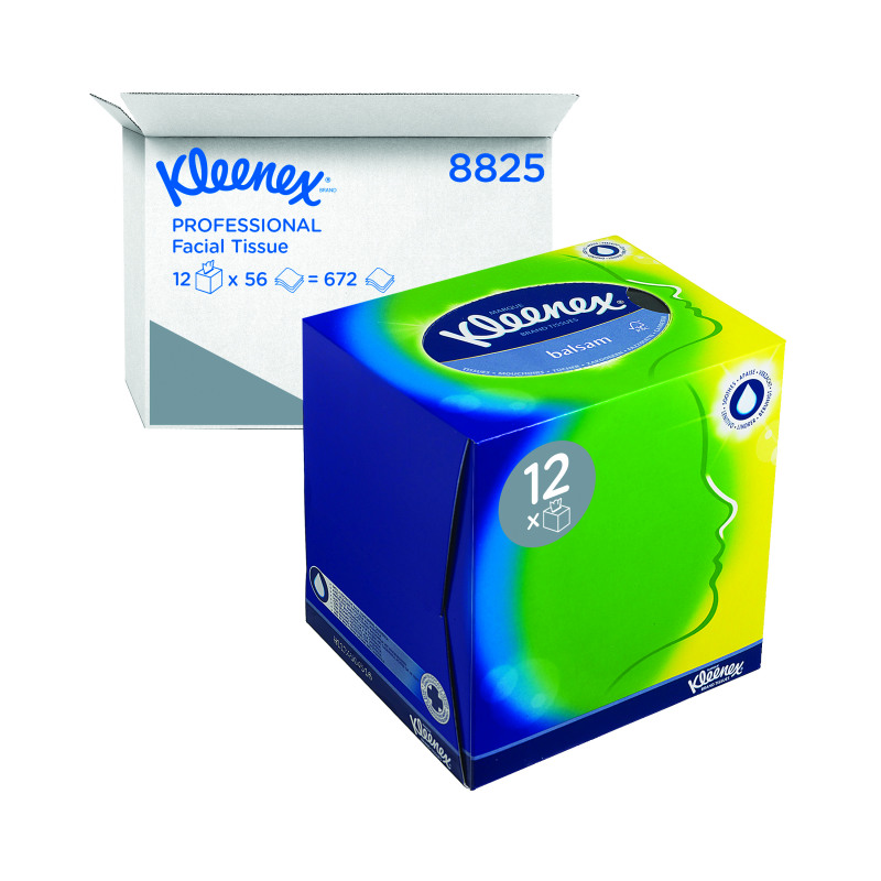 Kleenex+Balsam+Facial+Tissues+Cube+56+Sheets+%28Pack+of+12%29+8825