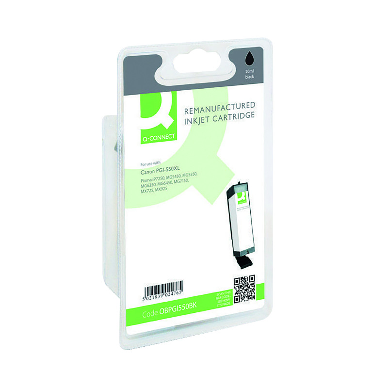 Q-Connect+Remanufactured+Inkjet+Cartridge+High+Yield+Black+For+Canon+PGI-550XL+PGI550XLPGBKCOMP