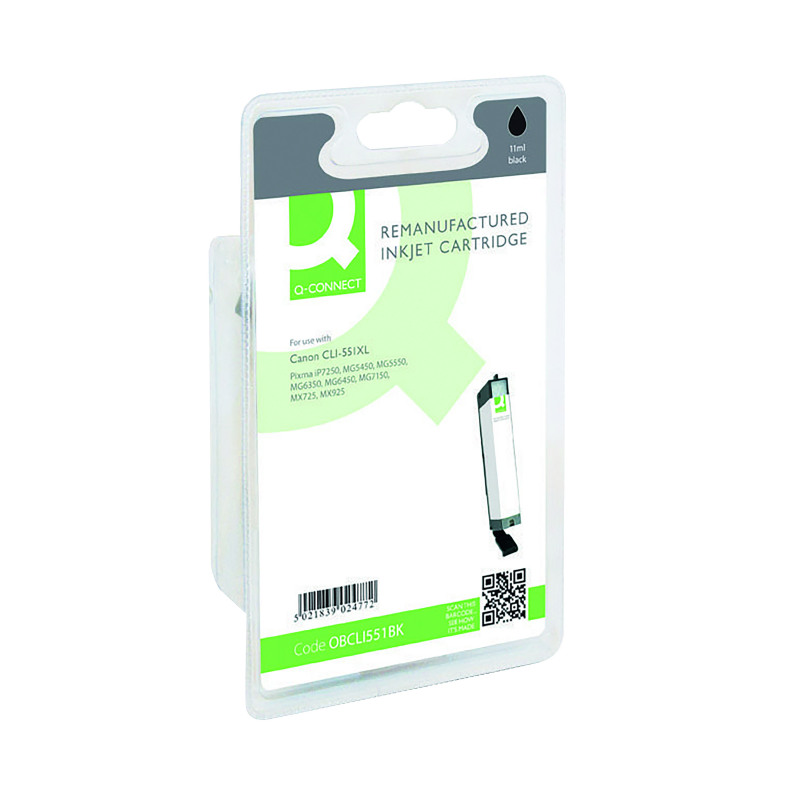 Q-Connect+Remanufactured+Inkjet+Cartridge+High+Yield+Black+For+Canon+CLI-551XL+CLI-551XLBK-COMP