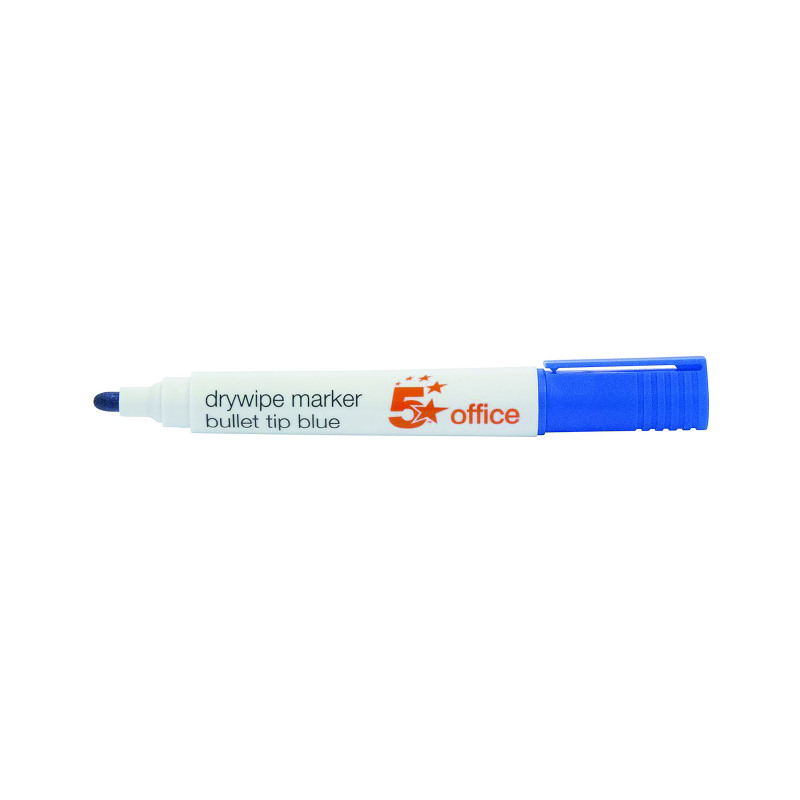 5+Star+Office+Drywipe+Marker+Xylene%2FToluene-free+Bullet+Tip+3mm+Line+Blue+%28Pack+of+12%29