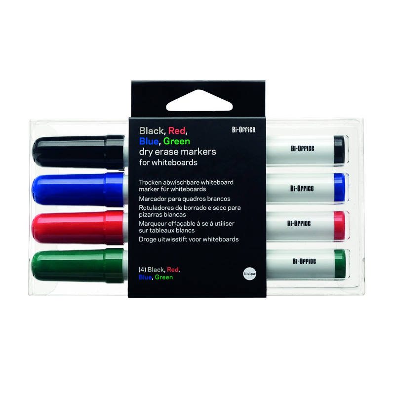 Bi-Office+Drywipe+Markers+Assorted+Colours+%28Pack+of+4%29+PE1306