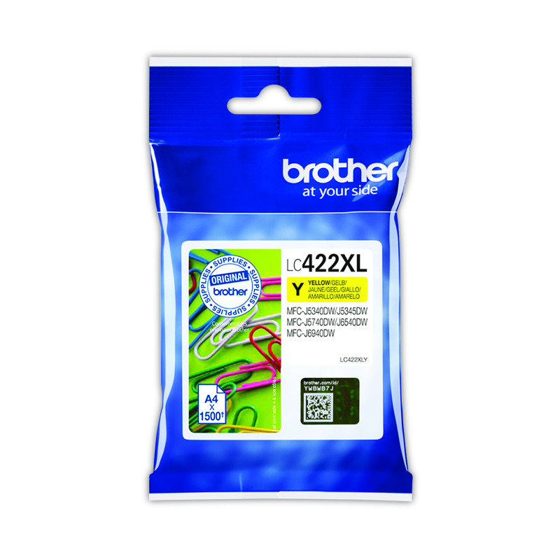 Brother+LC422XLY+Inkjet+Cartridge+High+Yield+Yellow+LC422XLY