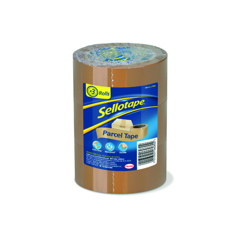 Sellotape+Brown+Parcel+Tape+48mmx50m+%28Pack+of+3%29+2862929