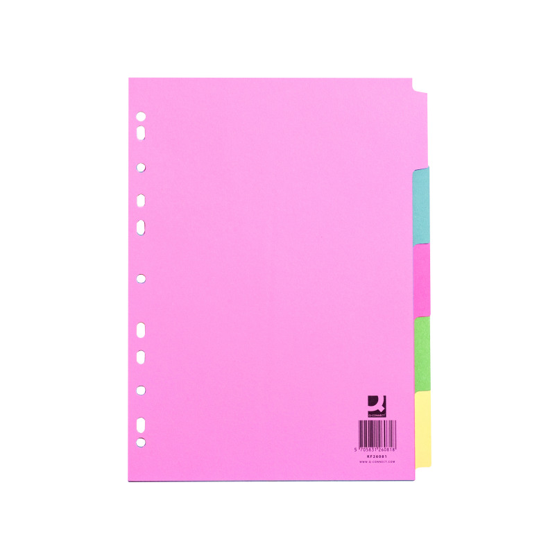 Q-Connect+5-Part+Subject+Divider+Multi-Punched+A4+KF26081