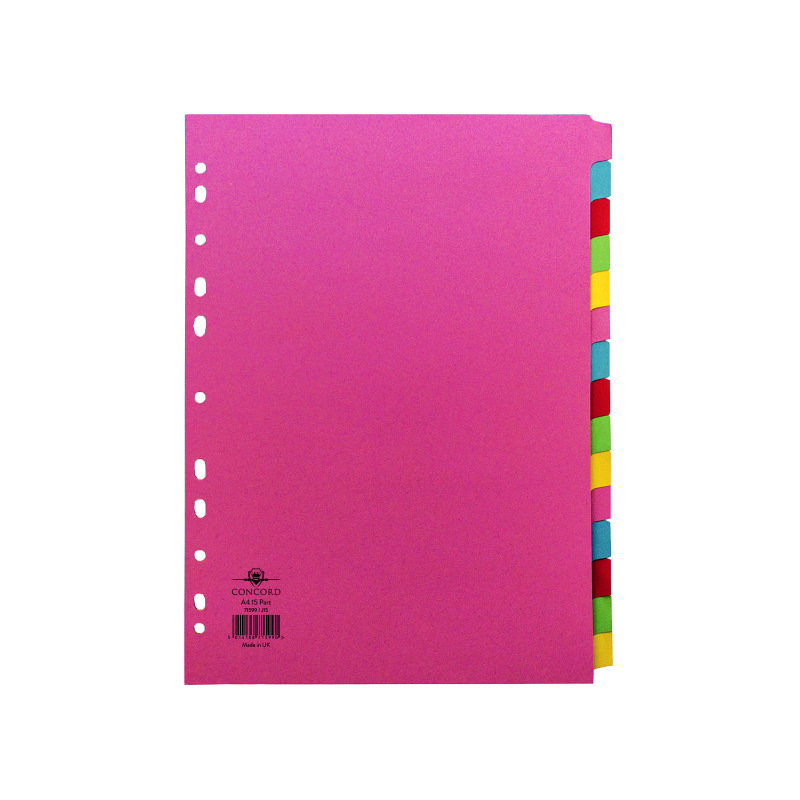 Concord+Divider+15-Part+A4+160gsm+Multicoloured+71599%2FJ15
