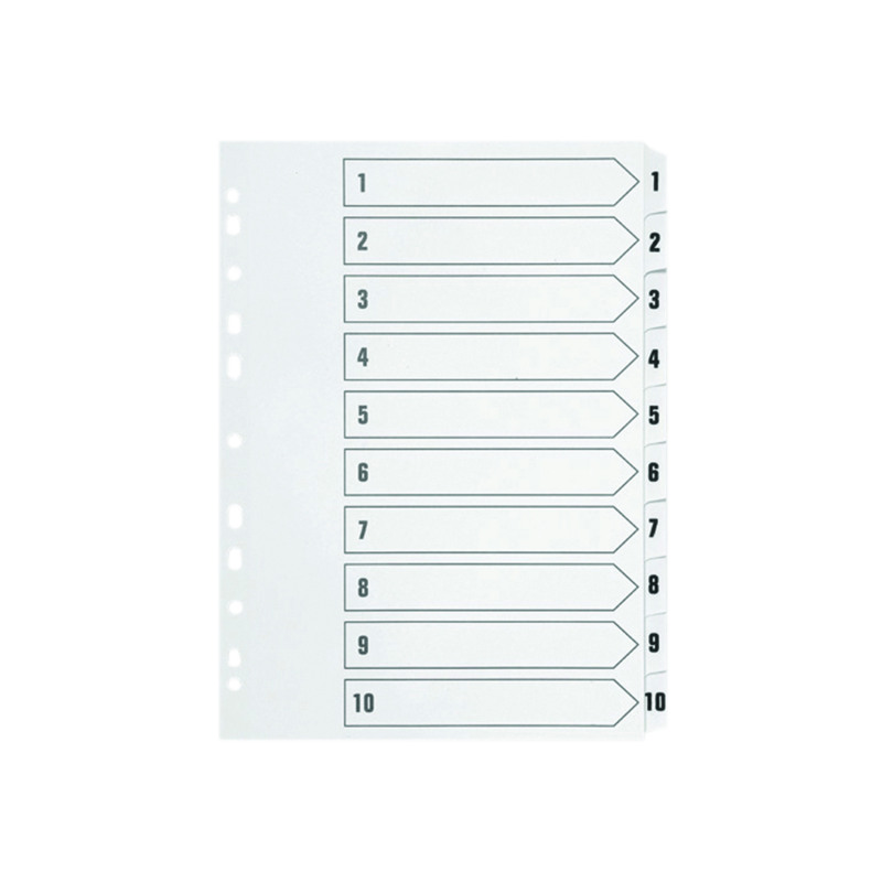 Q-Connect+1-10+Index+Multi-punched+Polypropylene+White+A4+KF01353