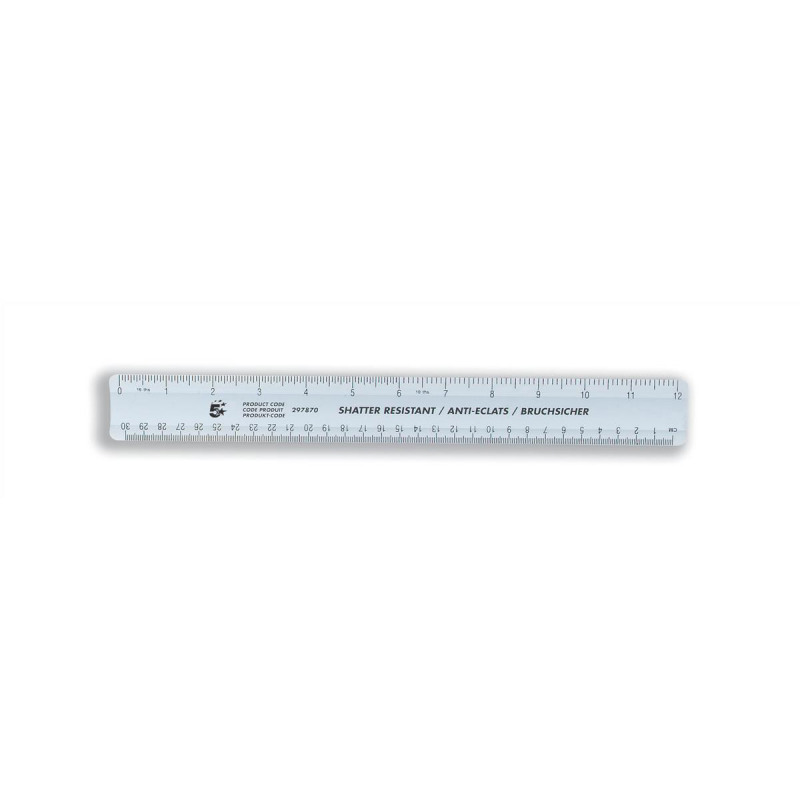 5+Star+Office+Ruler+Plastic+Shatter-resistant+Metric+Imperial+Markings+300mm+Blue+Tint+%28Pack+of+10%29