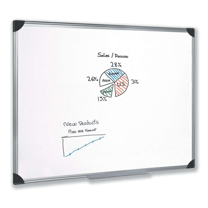 5+Star+Office+Whiteboard+Drywipe+Magnetic+with+Pen+Tray+and+Aluminium+Trim+1200x900mm
