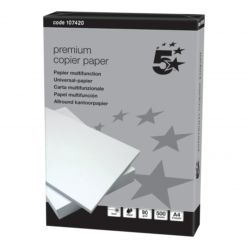 5+Star+Premium+Copier+Paper+A4+90gsm+White+Ream-Wrapped+%28Pack+of+500%29