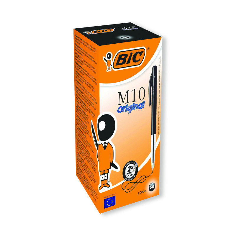 Bic+M10+Clic+Retractable+Ballpoint+Pen+Medium+Black+Pack+of+50+1199190125