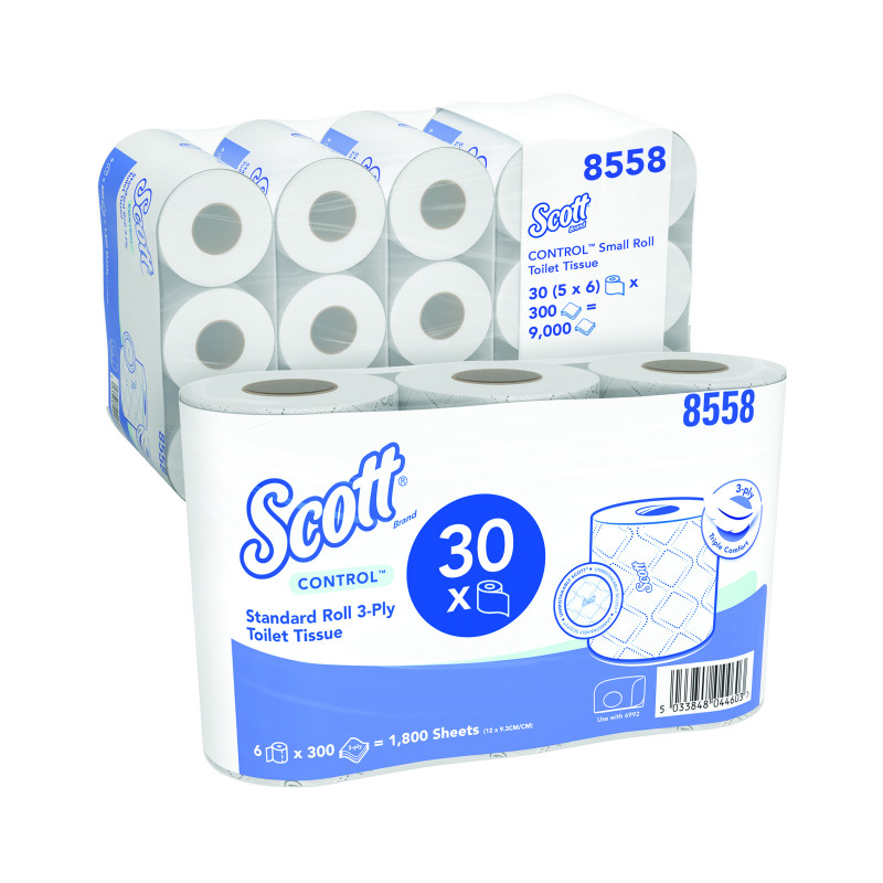 Scott+Control+Toilet+Tissue+Standard+Roll+3-Ply+White+%28Pack+of+30%29+8558