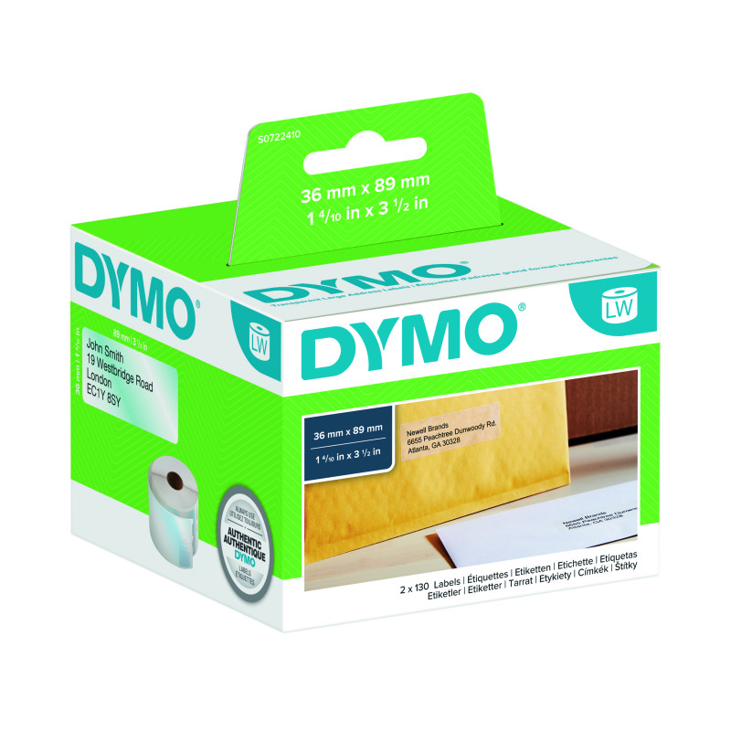 Dymo+LabelWriter+Large+Address+Labels+89mm+x+36mm+Clear+%28Pack+of+260%29+S0722410