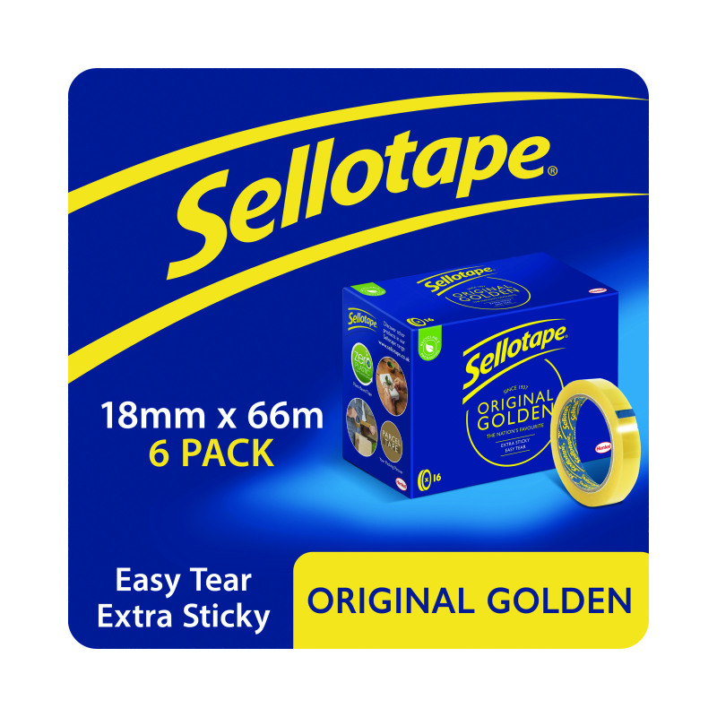 Sellotape+Original+Golden+Tape+18mmx66m+%2816+Pack%29+1443252