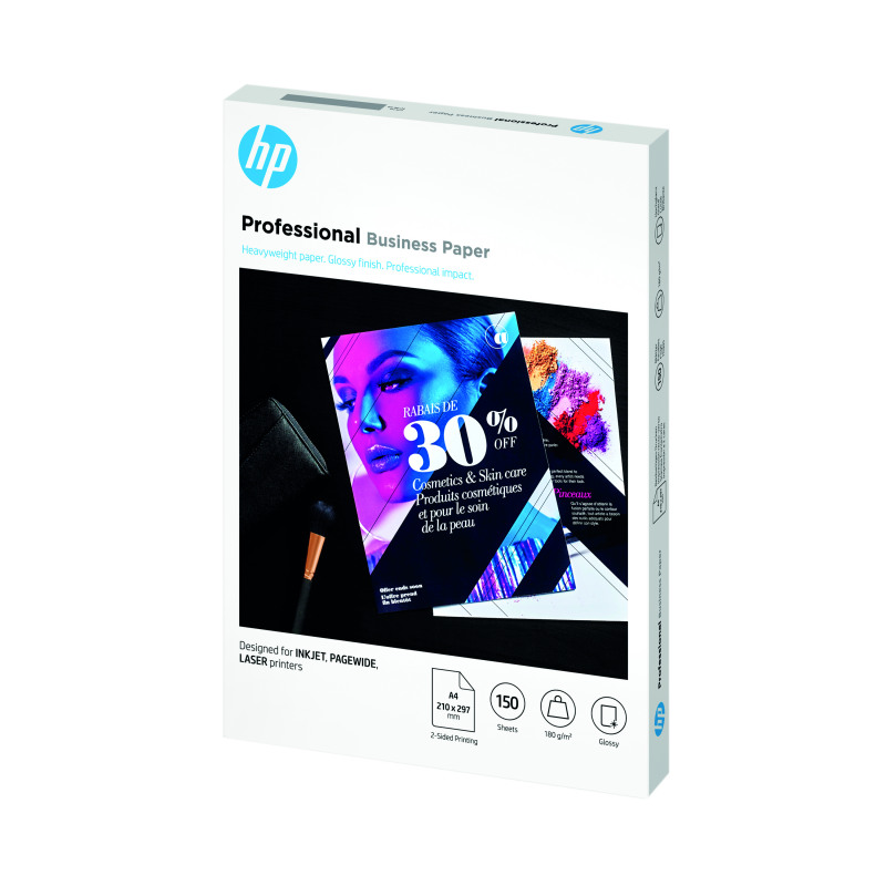 HP+Professional+Business+Paper+Glossy+180gsm+A4+150+Sheets+3VK91A