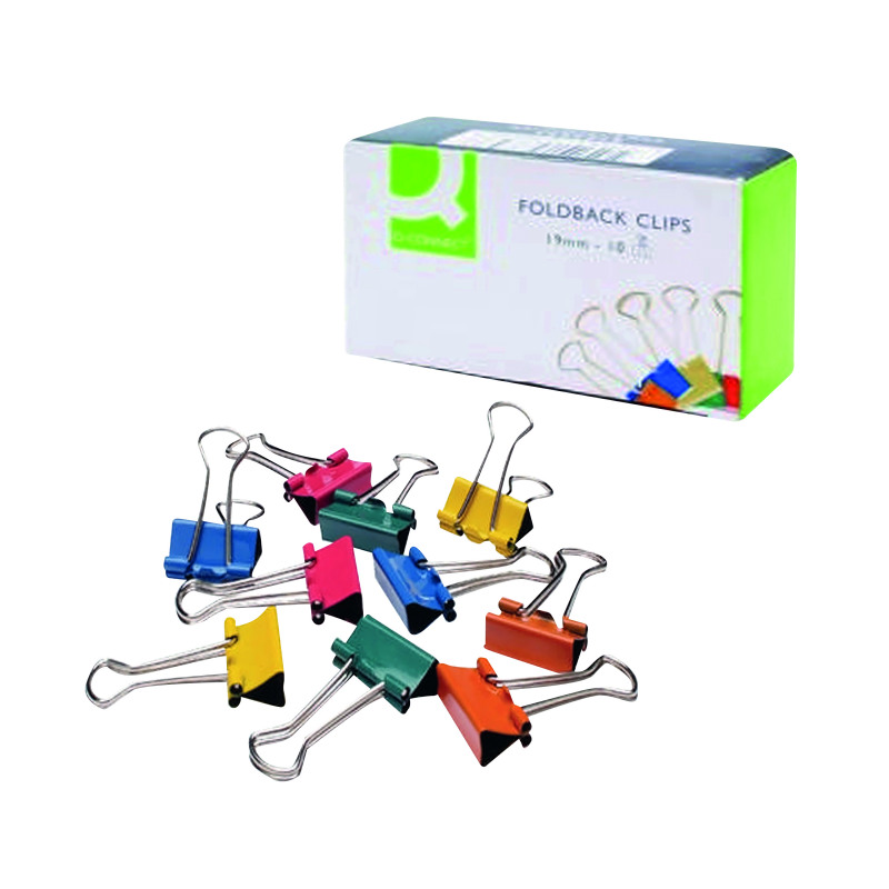 Q-Connect+Foldback+Clip+19mm+Assorted+%28Pack+of+10%29+KF03651