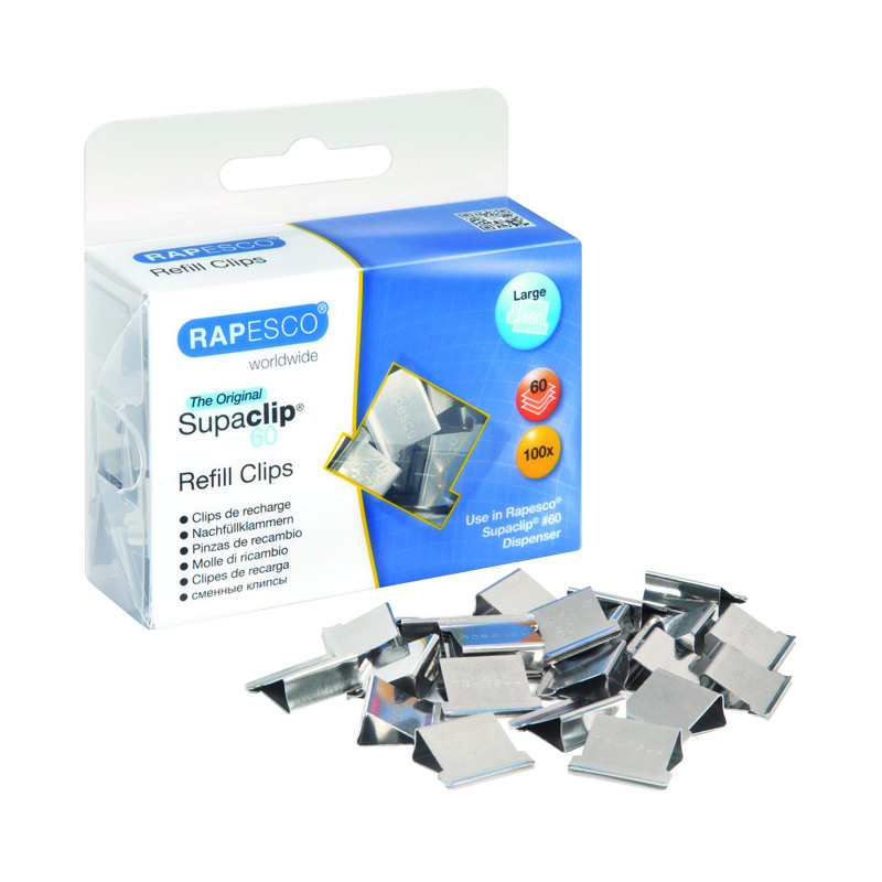 Rapesco+Supaclip+60+Refill+Stainless+Steel+%28Pack+of+100%29+CP10060S