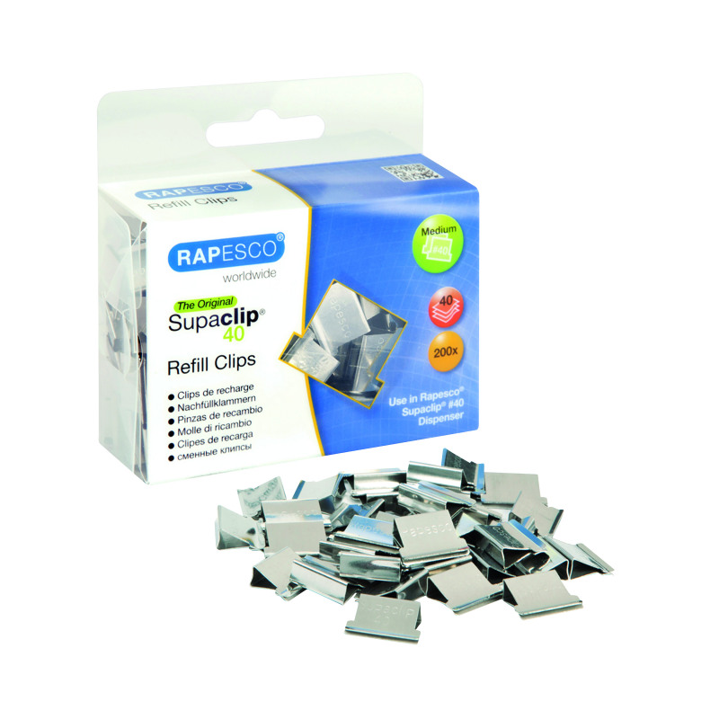 Rapesco+Supaclip+40+Refill+Clips+Stainless+Steel+%28Pack+of+200%29+CP20040S