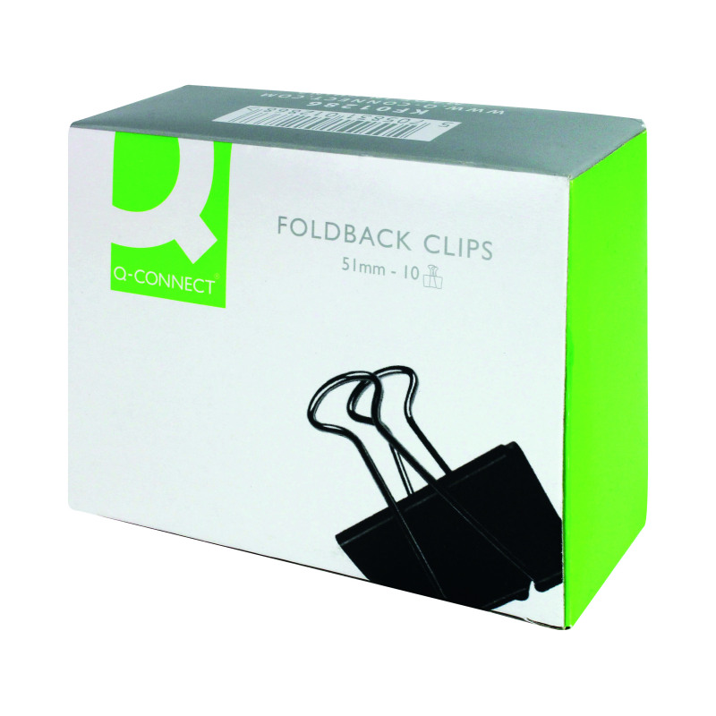 Q-Connect+Foldback+Clip+51mm+Black+%28Pack+of+10%29+KF01286