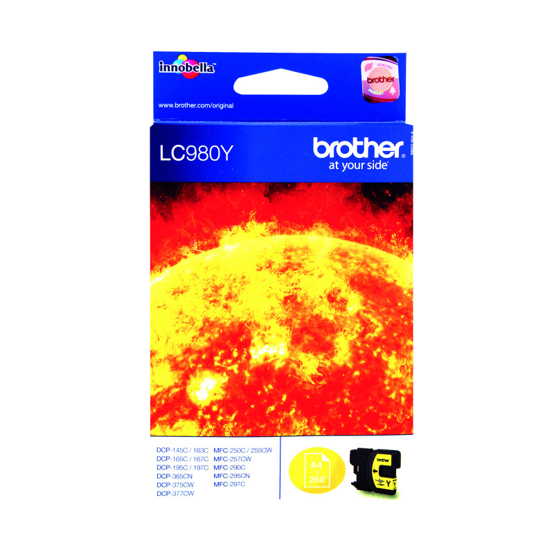 Brother+LC980Y+Inkjet+Cartridge+Yellow+LC980Y