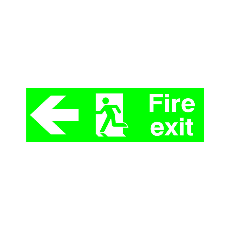 Safety+Sign+Fire+Exit+Running+Man+Arrow+Left+150x450mm+PVC+FX04311R
