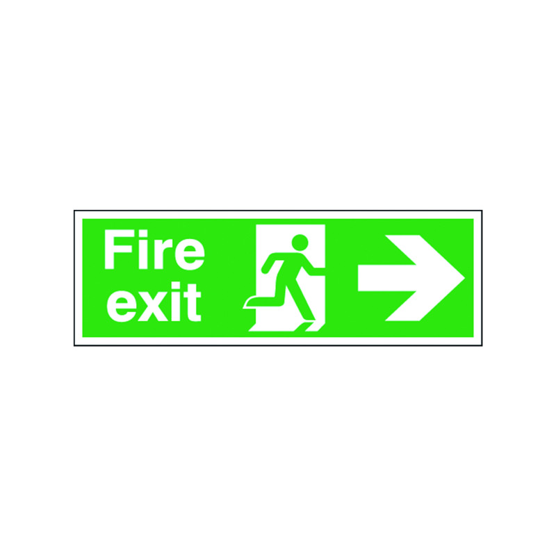 Safety+Sign+Fire+Exit+Running+Man+Arrow+Right+150x450mm+Self-Adhesive+E99A%2FS
