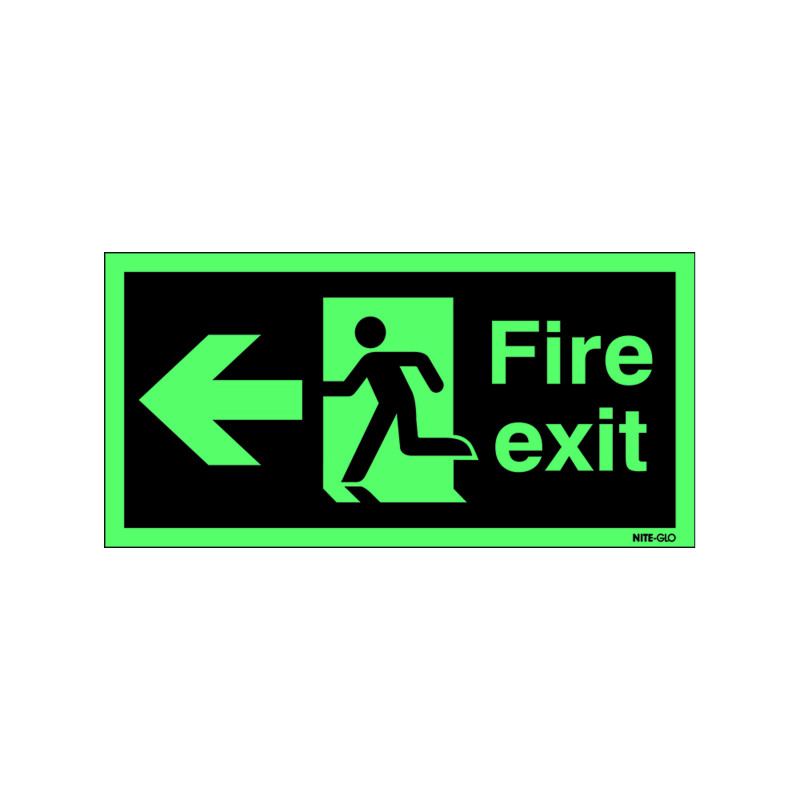 Safety+Sign+Niteglo+Fire+Exit+Running+Man+Arrow+Left+150x450mm+Self-Adhesive+NG27A%2FS
