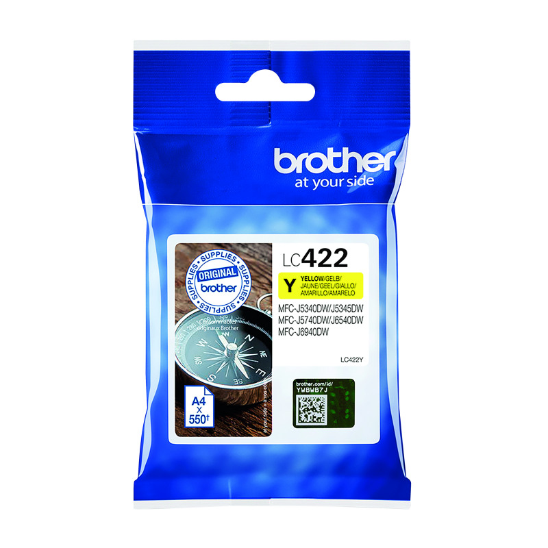 Brother+LC422Y+Inkjet+Cartridge+Yellow+LC422Y