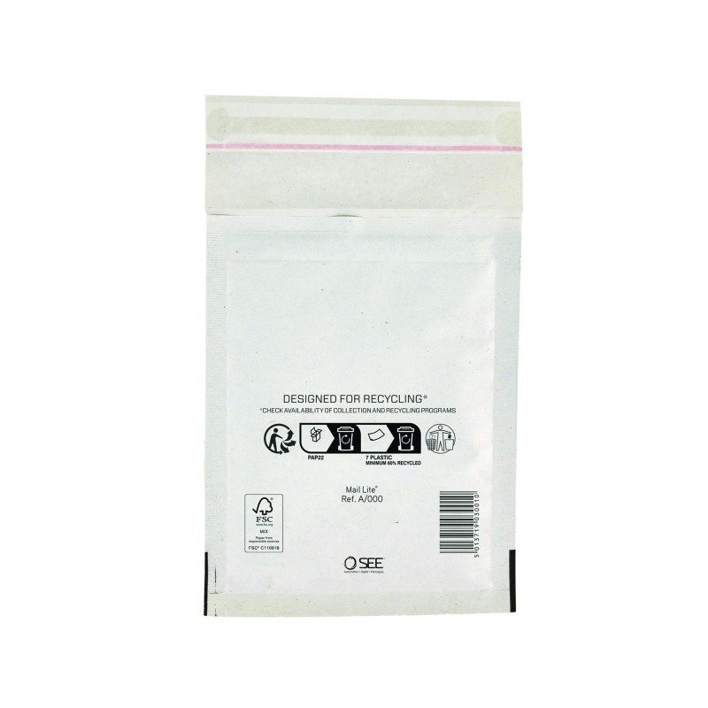 Sealed+Air+Bubble+Lined+Postal+Bag+White+A000+110x160mm+%28Pack+of+100%29+103005566